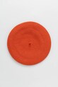 United Colors of Benetton beret wełniany 6HPKD41HF pomarańczowy AW25