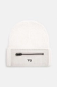 Y-3 wool beanie Nylon Patch Beanie applique beige JI9282