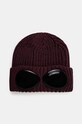 C.P. Company czapka wełniana Extra Fine Merino Wool Goggle Beanie wełna fioletowy 17CMAC122A005509A