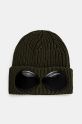 Vunena kapa C.P. Company Extra Fine Merino Wool Goggle Beanie bez uzorka zelena 17CMAC122A005509A