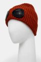 Akcesoria C.P. Company czapka wełniana Extra Fine Merino Wool Goggle Beanie 17CMAC122A005509A brązowy