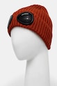 Akcesoria C.P. Company czapka wełniana Extra Fine Merino Wool Goggle Beanie 17CMAC122A005509A brązowy