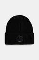 Vlněná čepice C.P. Company Extra Fine Merino Wool Goggle Beanie vlna černá 17CMAC272A005509A
