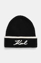 Čepice z vlněné směsi Karl Lagerfeld s příměsí vlny černá 246W3412