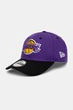 Bavlněná baseballová čepice New Era NBA SIDE PATCH 9FORTY® LOS ANGELES LAKERS nášivka fialová 60565136