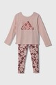 adidas komplet dziecięcy LG FLWR LEG SET IW3477 różowy AW24