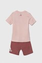 Dziewczynka adidas komplet bawełniany dziecięcy LK BL CO T SET IX7326 różowy