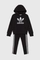 adidas Originals komplet dziecięcy HOODIE LEG SET dzianina czarny IY2439