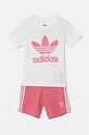 adidas Originals set de bumbac pentru bebelusi SHORT TEE SET print roz JE0523