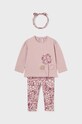 Mayoral komplet dziecięcy - bluzka, legginsy i opaska wzorzyste różowy 2711.4H.Baby.9BYH