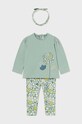 Mayoral komplet dziecięcy - bluzka, legginsy i opaska wzorzyste turkusowy 2711.4H.Baby.9BYH