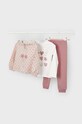 Mayoral komplet dresowy dziecięcy - longsleeve, bluza i spodnie 4889.6K.Mini.9BYH różowy AW24