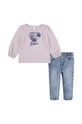 Levi's compleu bebe PUFF SLEEVE TEE & JEAN SET tricotaj roz 1EL502