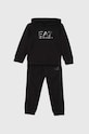 Dětská bavlněná tepláková souprava EA7 Emporio Armani pletenina černá 6DBV55.BJ05Z