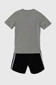 Chłopiec adidas komplet bawełniany dziecięcy LK 3S CO T SET IV7439 szary