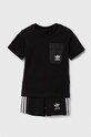 adidas Originals komplet dziecięcy SHORT TEE SET dzianina czarny IX7509