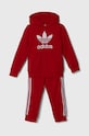 adidas Originals dres dziecięcy HOODIE SET aplikacja czerwony IY4787