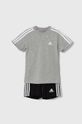 Παιδικό βαμβακερό σετ adidas I 3S SPORT SET απλικέ γκρί IY5091