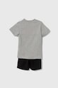 adidas komplet bawełniany dziecięcy I 3S SPORT SET IY5091 szary AW24
