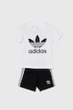 adidas Originals set de bumbac pentru bebelusi SHORT TEE SET bumbac alb JE0521