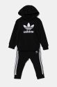 adidas Originals dres dziecięcy HOODIE SET aplikacja czarny IY4785