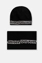 Čiapka a šál s prímesou vlny Armani Exchange s prímesou vlny čierna XM000337.AF12274