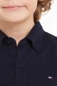 Παιδικό βαμβακερό πουκάμισο Tommy Hilfiger KB0KB09077.9BYH.128.176 σκούρο μπλε