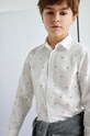 Детская хлопковая рубашка Mayoral узор белый 7108.7A.Junior.9BYH