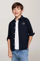 Tommy Hilfiger camicia per bambini tessuto elasticizzato blu navy KB0KB09265.9BYH.128.176