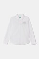 Παιδικό βαμβακερό πουκάμισο United Colors of Benetton μακρύ λευκό 59UXCQ03M.G.Seasonal