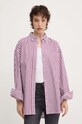 Βαμβακερό πουκάμισο Tommy Jeans μωβ DW0DW19236