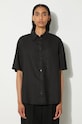 Πουκάμισο από λινό Samsoe Samsoe Salarika μαύρο F24200081