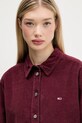Tommy Jeans camasa din velur burgundia DW0DW18871