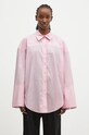 Bavlněná košile Rotate Oversized dlouhý růžová 1127141011