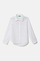 United Colors of Benetton camasa de bumbac pentru copii lung alb 5X9ZCQ03A.G.Seasonal