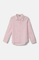 Dětská bavlněná košile United Colors of Benetton dlouhý růžová 5X9ZCQ03A.G.Seasonal