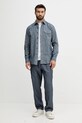 Хлопковая рубашка United Colors of Benetton 5XGBUQ056 голубой SS25