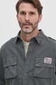 Хлопковая рубашка Alpha Industries 138420 серый
