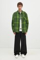 Βαμβακερό πουκάμισο Wood Wood Day Heavy Flannel Shirt GOTS πράσινο 10325302.5167