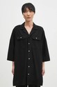Хлопковая рубашка Rick Owens Magnum Tommy чёрный DU02D2290.CFL