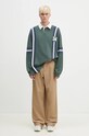AMBUSH hanorac de bumbac Striped Rugby Shirt BMGC002F24JER0015245 verde
