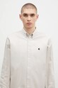 Carhartt WIP cotton shirt Longsleeve Madison Shirt beige I023339.2DUXX