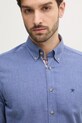 Хлопковая рубашка Hackett London голубой HM3010065