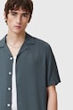 Košeľa AllSaints VENICE M159SB modrá SS25