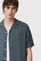 Košile AllSaints VENICE M159SB modrá SS25