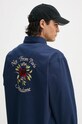 Drôle de Monsieur camicia La Chemise Slogan Fleurs blu navy E.SH189.PL149.NY