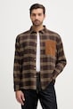 Bavlnená košeľa Barbour Wolfwood OS Checked Shirt káro hnedá MSH5508