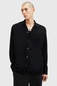 Košeľa s prímesou ľanu AllSaints CUDI LS SHIRT čierna M074SB