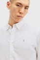 AllSaints koszula bawełniana HAWTHORNE LS SHIRT M150SB biały AW25