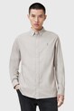 Хлопковая рубашка AllSaints HAWTHORNE LS SHIRT casual серый M150SB